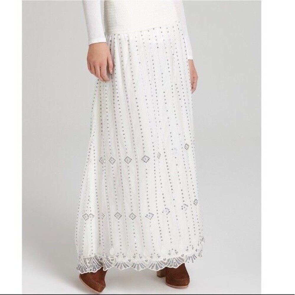 🫧💿 Free People White Maxi Midi Dress OR Skirt with Silver Embellishment 💿🫧 - Picture 3 of 5